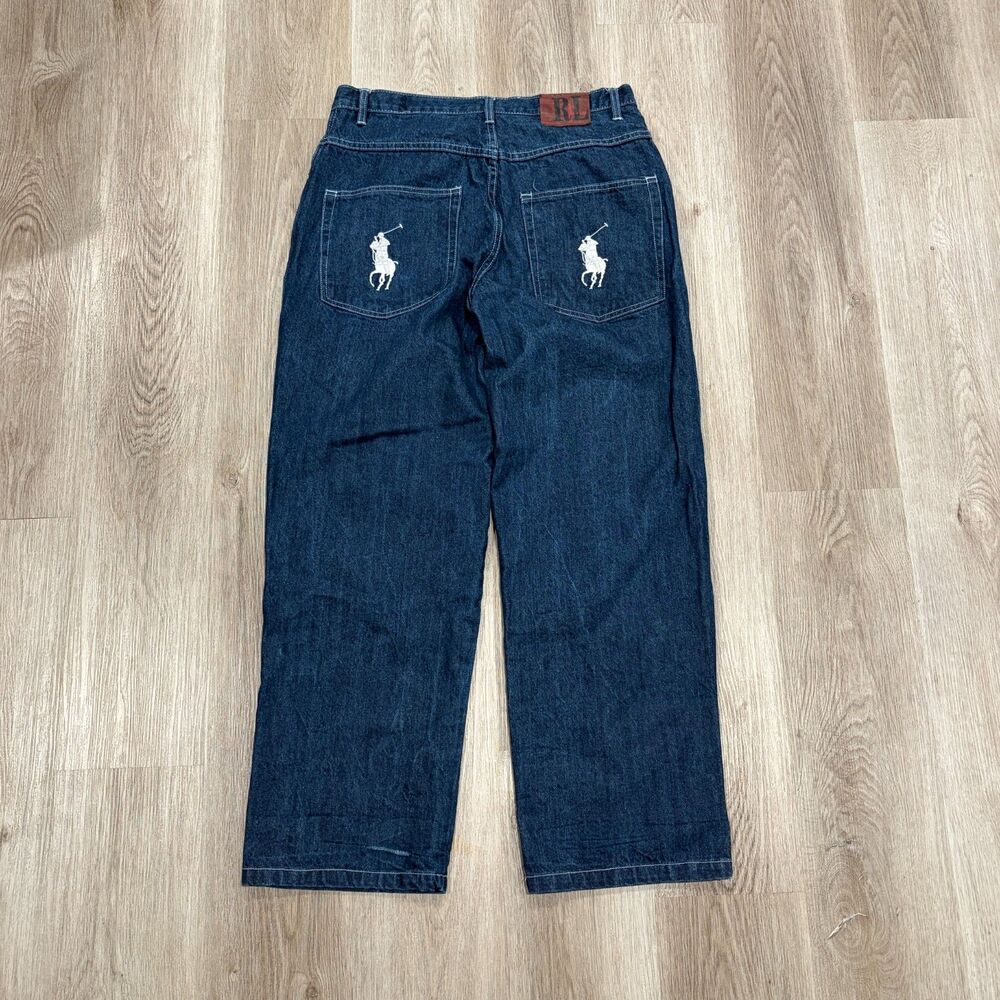 RARE 90s 00s Polo Ralph Lauren Big Pony Jeans Men's Size 35 Wide Leg Denim